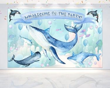 5x3 FT Whale Birthday Backdrop - Ocean Adventure Theme Photography Background for Kids' Parties, Sea Life Celebrations, and Nautical Events