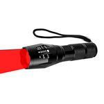 WESLITE Red Light Torch, LED Hunting Torch with Red Light Signal Torches Focus Adjustable Red Tactical Flashlight 1 Mode for Astronomy Night Vision Hiking