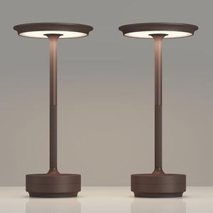 TBBGA 2 Pack Rechargeable Cordless Table Lamps, 5000mAh Portable Battery Table Light, 3 Color Stepless Dimming LED Table Light with Memory Function, for Outdoor/Home/Patio/Restaurant.(Rust)