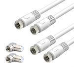 Coaxial Cable 3 feet, RG6 Coaxial Cable, 2-Pack White 75 Ohm Quad Shield TV Antenna Cables with F-Male Connectors, Ideal for TV DVR Satellite