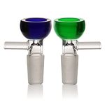 Glass Bong Bowl 14.5mm with Smoking Pipe, Accessories Glass Bongs Parts 2 Blue+Green smoking bolw 14.5mm Hookah Pipe Bowls with Bongs Accessory Bowl for Smoking "Nicotine Free"