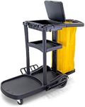 Commercial Housekeeping cart Janitorial cart with Cover and Vinyl Bag, L 52" x W 22" x H 40"