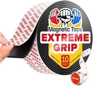 Super Sticky Magnetic Tape (10 feet x 1.5 inch) - Stong Magnet Strip with Adhesive Backing for DIY & Crafts - Easy to Cut and Mount on Fridges, Whiteboards & More