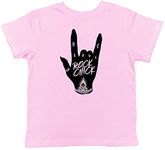 Shopagift Rock Chick Hand Sign Childrens Kids T-Shirt - Rock n Roll Band Retro Music Girls Gift Light Pink