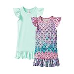 Mud Kingdom Girls Summer Dress 2 Pack Sleepwear Flutter Sleeve Ruffled Cute Night Dress Mint Green Mermaid Size 10