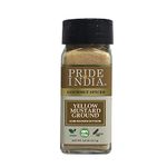 Pride of India – Yellow Mustard Ground – Gourmet Spice - Ideal for Pickles/Mustard Dressing/Sauces/ Hotdogs – Preservatives & Additives Free – Easy to Use – 2.6 oz. Small Dual Sifter