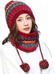 Aisaving Women Knitted Hat Scarf Se