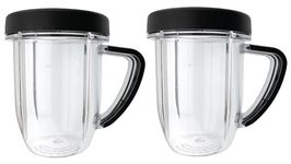 Blendin Replacement 30 Ounce Cup Jar with Handle Mug with Lip Ring Part, Compatible with Nutribullet RX 1700W NB-301, N17-1001, NBM-U0272 Blenders, 2 Pack