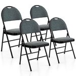 Safstar 4 Pack Folding Chair with Padded Seat, Metal Steel Folding Chairs with Upholstered Seat & Portable Handle, Portable Foldable Chairs for Home & Office, Reception Room Church Wedding Events