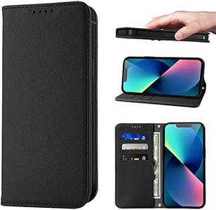 LANJLM Wallet Case for iPhone 13 Phone Cases Premium Leather PU Flip Cover Magnetic Shockproof Closure Book Design with Kickstand Feature & Card Slots iPhone 13(6.1") Case - Black