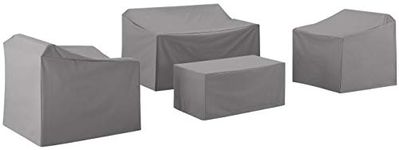 Crosley Furniture MO75000-GY Heavy-Gauge Reinforced Vinyl 4-Piece Furniture Cover Set (Loveseat, 2 Chairs, Coffee Table), Gray