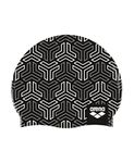 Arena Print 2 Unisex Silicone Swim Cap for Adults, Women and Men Intensive Training Comfortable Non-Slip Long Hair Swimming Hat, X