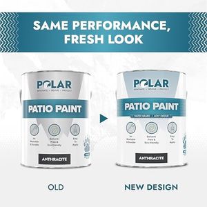 Polar Patio Floor Paint, Anthracite RAL 7016 – 5L UV & Weather Resistant Outdoor Concrete, Stone & Paving