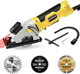 ENVENTOR Mini Circular Saw, 4.8A Electric Circular Saw Corded with Laser Guide, 4000RPM, 3 Saw Blades 3-3/8" Max Cutting Depth 1-1/16", Compact Hand Saw for Wood, Soft Metal, Tile, Plastic Cuts