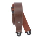 D'Addario Accessories Leather Auto Lock Guitar Strap - Acoustic & Electric Guitar Accessories - Easy to Use Locking Guitar Straps - Uses Existing Guitar Strap Buttons - Leather - 2.5" Width - Brown