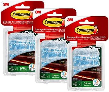 Command Outdoor Rope Light Clips with Foam Strips, Clear, 3 Pack, 36-Clips Total (17301CLRAW-ES)