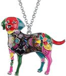 DUOWEI 6 Colors Cute Labrador Dog Pendant Necklace Zinc Alloy Floral Enamel Rhinestone Jewelry Gifts, Adjustable, enamel, enamel