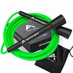 Athverv Adjustable Skipping Rope for Men, Women & Kids – Speed Jump Rope for Exercise Workout & Weight Loss (Green)