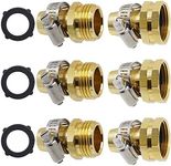 Triumpeek Garden Hose Repair Connector with Clamps, Set of 3 Aluminum Water Hose End Replacement Fit for 3/4" and 5/8" Garden Hose Fittings