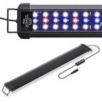 Pawfly12W Aquarium LED Light for 18 to 24 Inch Extendable Fish Tank Light with Full Spectrum Brilliant White Blue Red Lights with Daytime & Night Modes Timer Auto On/Off Adjustable Brightness