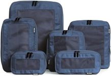 Aerotrunk Compression Packing Cubes for Travel - Luggage Organizer Bags - Double Zipper Packing Cubes for Suitcases (6-Pack, Dark Blue)