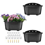 ORIMERC 25cm Wall Hanging Planter Flower Pot for Railing Fence Balcony Indoor Outdoor Garden Plastic Kitchen Herb Plant Basket Vertical Garden Living Wall Mount Hang-Half Round-Flat Backed-Dark Coffee