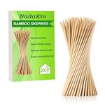 200 PCS Natural Bamboo Skewers Sticks, 30 CM Wooden Skewer for BBQ Appetizers Fruit Kebabs Grilling Barbecue Mini Burger Sausage Kabob Chocolate Fountain Candy, Cocktail Picks for Drinks Toothpicks