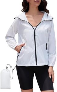 CRIPOM Packable Rain Jacket Women Waterproof Lightweight Girls Rain Jackets Wind breaker Jacket Womens Raincoat with Hood for Hiking White XXL
