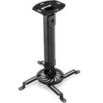 deleyCON Universal Projector Holder Ceiling Mount +-15° Tilt - 360° Rotatable - up to 13.5Kg - Height Adjustable 380mm-580mm - Cable Management - Black