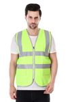 EVION Reflective Safety Jackets Cotton Polyester (60/40) with 2 Flap pockets with Zipper opening and 360 degree Visibility with 50 Wash Certified Tape ES-22004 (XL, GREEN)