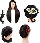Ekan Synthetic Long Hair Mannequin Head Doll Dummy For Face Makeup And Hair Styling Practice With Clamp Stand (24 Inch) Black