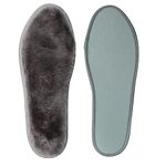 riemot Winter Warm Sheepskin Shoe Insoles for Kids, Premium Extra Thick Shearling Inserts, Replacement Comfort Wool Insole for Boots Shoes Slippers Sneakers Grey 12 Little Kid/EU30