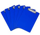 Plastic Clipboards (Set of 6) Multi Pack Clipboard (Blue) Strong A4 12.5 x 9 Inch | Holds 100 Sheets! Acrylic Clipboards with Low Profile Clip | Cute Clip Boards Board Clips