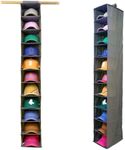 Perfect Curve 11-Pocket Closet Cap Organizer. 11 Shelf Hanging Closet Hat Organizer for Baseball Caps - Hat Storage For Up To 100 Caps - Baseball Hat Organizer - Gray