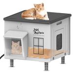 Indestructible Heated Cat House for Outside Cats Winter,Weatherproof & Insulated & Elevated Feral Cat House with Escape Door, Outdoor Indoor Cat Shelter for Stray Barn Cat 17.7×14.9×17.5