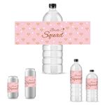 PH PandaHall 30pcs Wedding Water Bottle Labels Bride Squad Bottle Wraps Pink Diamond Adhesive Stickers Wine Champagne Bottle Cover Tags for Wedding Bridal Shower Bachelorette Party 21x6cm