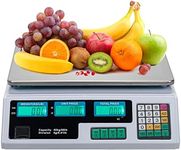 88LB 40KG Deli Electronic Commercial Price Computing Scale w/LCD Display, Stainless Steel Platform & Charging Cable for Store, Kitchen, Restaurant Market, Farmer, Food, Meat, Fruit (Plastic - White)