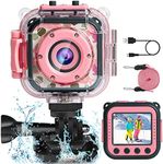 PROGRACE Kids Camera Waterproof Gift Toy - Children Digital Video Camera Underwater Camera for Kids 1080P DV Toddler Camera for Girls Birthday Pool Toys Age 3-14