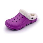 ACANS Winter Fluffy Clog Fur Lining Garden Shoes Warm Furry Indoor Lined House Fuzzy Fleece Ferry AC1519 Purple Size 8.5 Women/7.5 Men