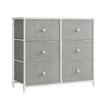 SONGMICS Dresser for Bedroom, Chest of Drawers, 6 Drawer Dresser, Closet Fabric Dresser with Metal Frame, Dove Gray and Cream White ULTS323L10