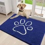 smiry Dog Door Mat for Muddy Paws, Absorbent Dirt Trapper Non-Slip Washable Mat, Quick Dry Chenille, Mud Mat for Dogs, Entry Indoor Door Mat for Inside Floor (30x20 Inches, Navy Blue)