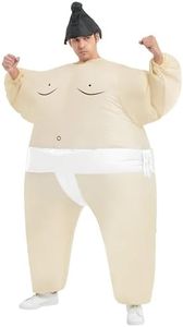 HIYAPATY Inflatable Sumo Wrestling Suits for Adults Halloween Party（White）