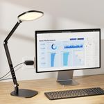 LitONES LED Desk Lamp for Home Office, 15W Computer Zoom Lighting with Swing Arm, Memory & Timer Function, Dimmable Desktop Ring Light for Video Calls, Conference, Reading, Streaming, Podcasting