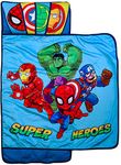 Marvel Super Hero Adventures Hero Time Nap Mat - Built-in Pillow and Blanket Featuring The Avengers - Super Soft Microfiber Kids'/Toddler/Children's Bedding, Age 3-5 (Official Marvel Product)