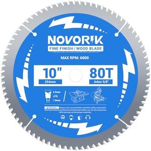 NOVORIK Circular Saw Blade, 10", 80T, Saw Blade with Arbor 5/8", ATB Saw Blade for Miter/Table Saws, Professional for Wood Cutting, 1-Pack