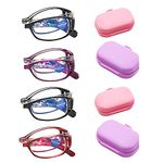 JoXiGo 4-Pack Women Folding Reading Glasses Blue Light Blocking with Case Portable, +2.5