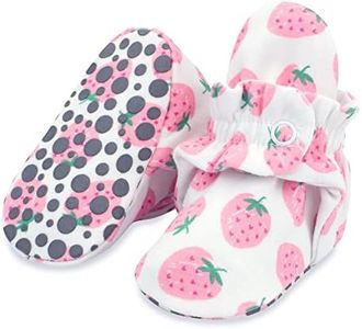 Zutano Unisex Organic Cotton Baby Booties With Gripper Soles, Strawberries, 3M