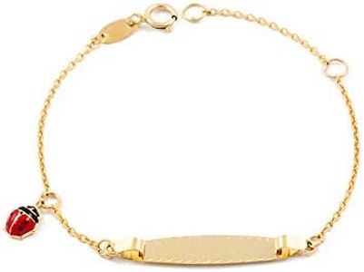 Esclava Bebe Oro Amarillo mariquita esmalte 9 Kilates (9K) - Estuche Regalo - Certificado de Garantía