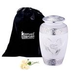 KEEPSAKE COMPANY White Large Cremation Urns for Adults Ash - Angel Wings and Heart Design - Perfect ern for Female - Funeral Ashes Container - Urn Ashes Male,White - Large