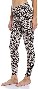 Colorfulkoala Women's High Waisted Tummy Control Workout Leggings 7/8 Length Yoga Pants with Pockets (L, Leopard)